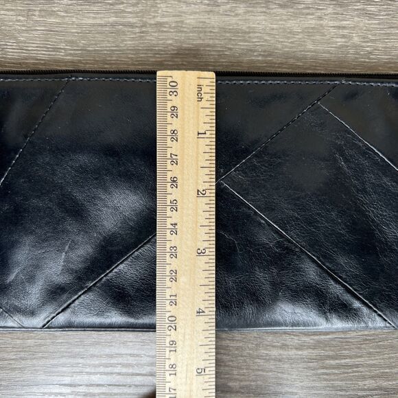 Black Leather Patchwork  Wristlet Wallet Purse Card ID Holder  Tassel - Picture 9 of 9